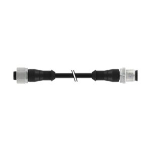 Connection cables quick lock M12+M12 Right Angle Straight SOCKET + PLUG 4 wires 0.34 mm2 NO LED